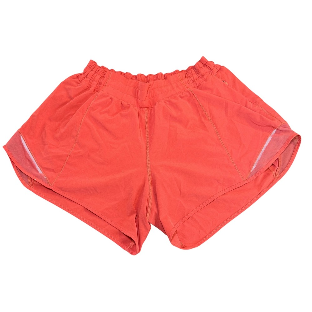 Lululemon Hotty Hot High-Rise Lined Running Shorts Coral Orange Womens 0